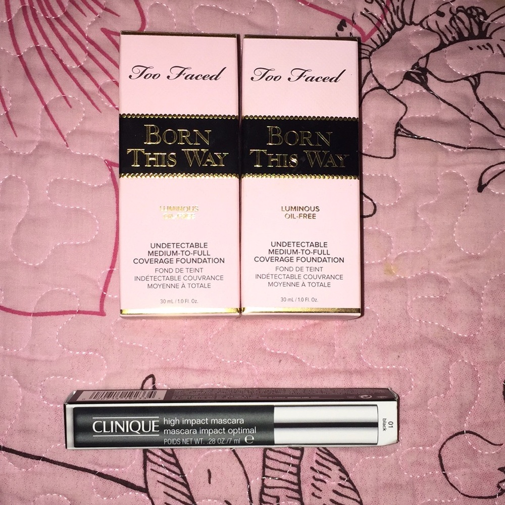 2 brand new two faced foundation& Clinique mascara